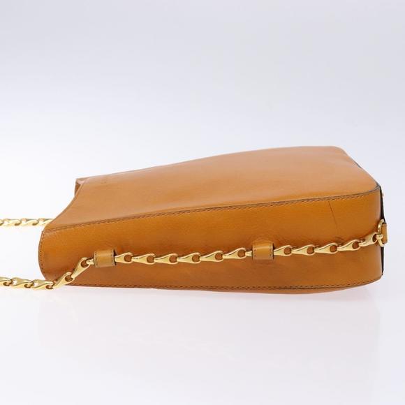 CELINE Chain Shoulder Bag Leather Brown Gold Auth yk18930 - Picture 4 of 16